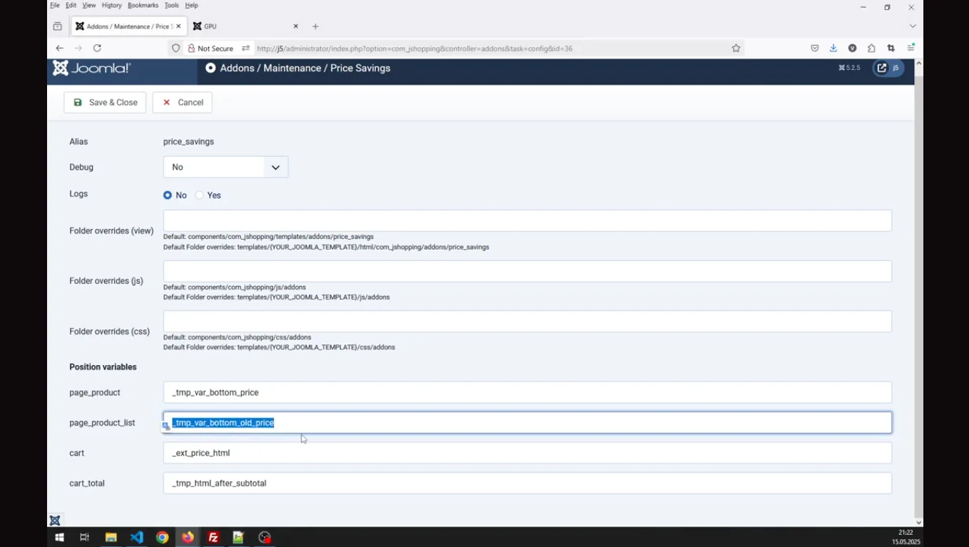 Динамические позиции вывода для аддонов JoomShopping 5.7.0.
