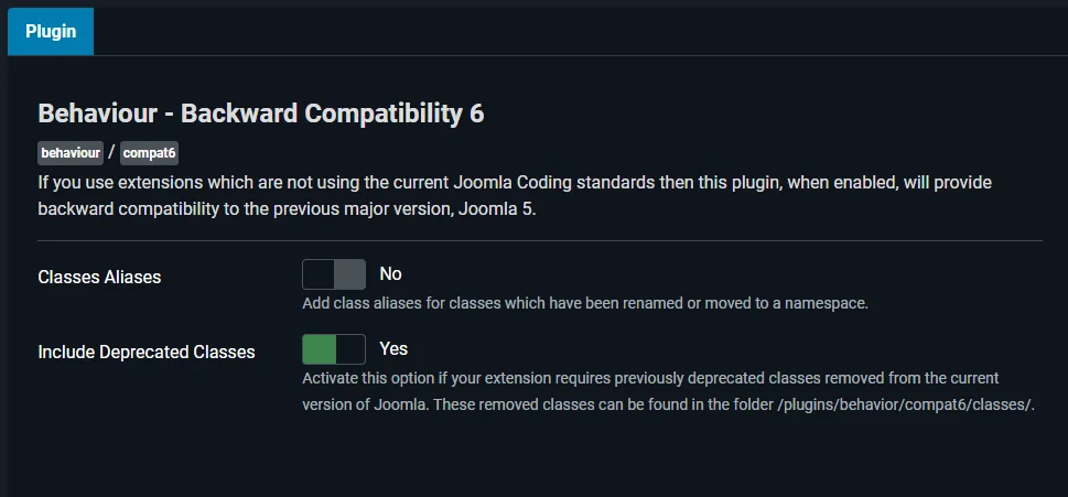 Плагин обратной совместимости Joomla 6