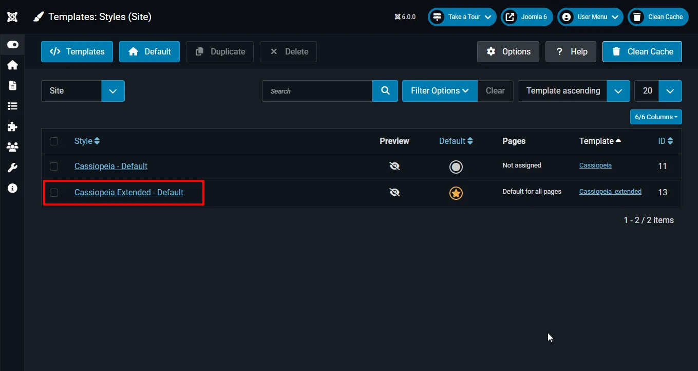Joomla 5 child template Cassiopeia Extended